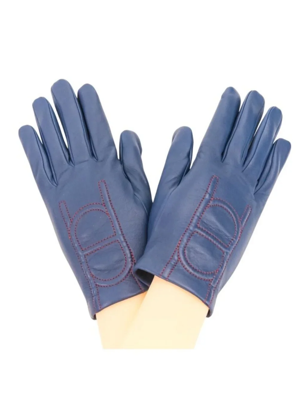 Hermes Chaine D'ancre Stitch Leather Gloves 7 Navy